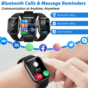 EIGIIS Smart Watch Men 1.9'' Full Touch Screen Bluetooth Call Heart Rate Sleep Monitor Blood Oxygen Sport Watches For Men Women 3