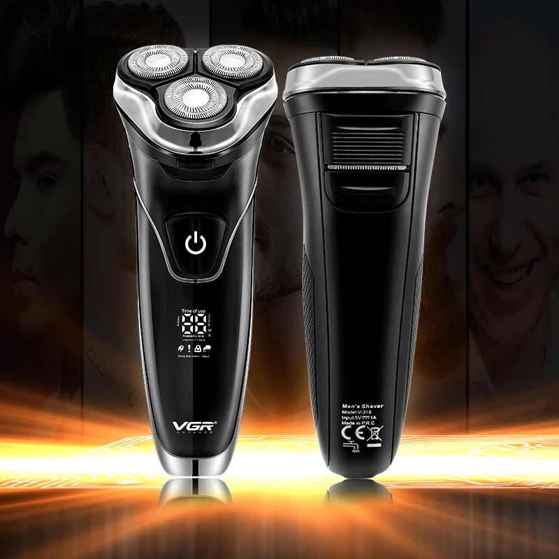 Maquinilla de afeitar eléctrica para hombre, afeitadora inteligente para Barba y pelo, con temporizador emergente, resistente al agua, con pantalla LCD