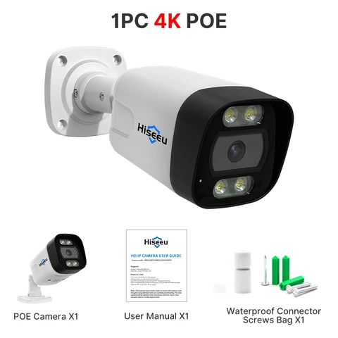 Hiseeu 4K 8MP 5MP POE IP камера Аудио запись CCTV камера видеонаблюдения Водонепроницаемая IP66 наружная домашняя видео H.265
