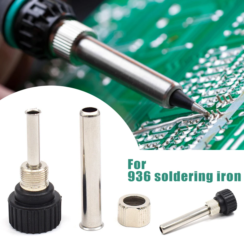 Купи 3Pcs 936 Soldering Station Iron Handle Sleeve Kit With Screw Nut Casing Sleeve DIY Soldering Tools High Temperature Resistant за 7 рублей в магазине AliExpress