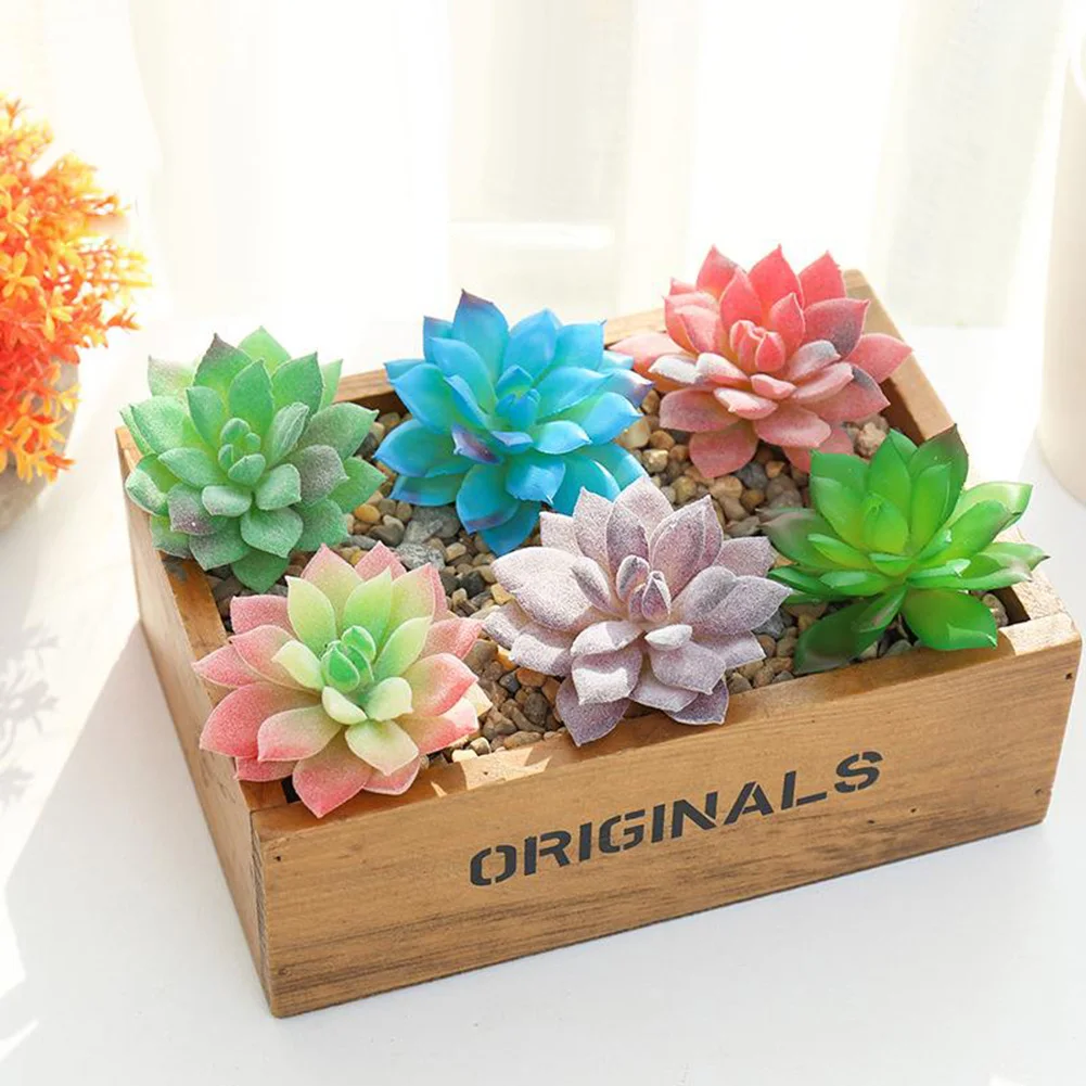 

Artificial Succulents Plant Garden Potted Wedding Parties Colourful PVC Planting PV Velvet Decoration Fake Plants For Wedding