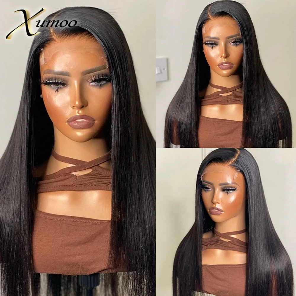 XUMOO Natural Color 13x4 Lace Front Human Hair Wigs Straight For Women Brazilian Remy Gluelss Wigs With Baby Hair PrePlucked