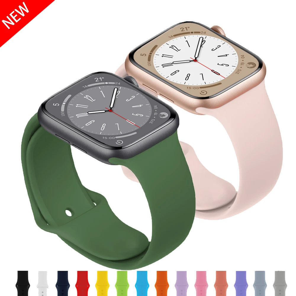 

Ремешок силиконовый для Apple Watch Band 44 мм 40 мм 45 мм 41 мм Ultra 49 мм 42 мм 38 мм 44 45 мм, браслет для iwatch series 7 se 3 4 5 6 8 band