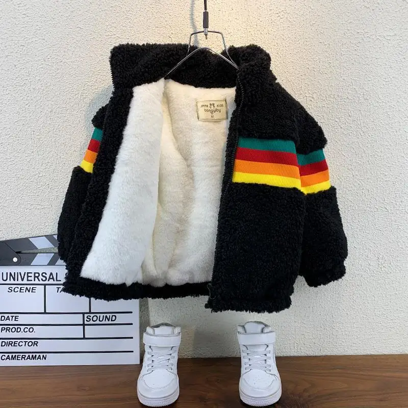 

Jacket Autumn and Winter Fleece-Lined Thickened Children's Clothing Children's Jacket Winter Plush Children's Baby New Coat