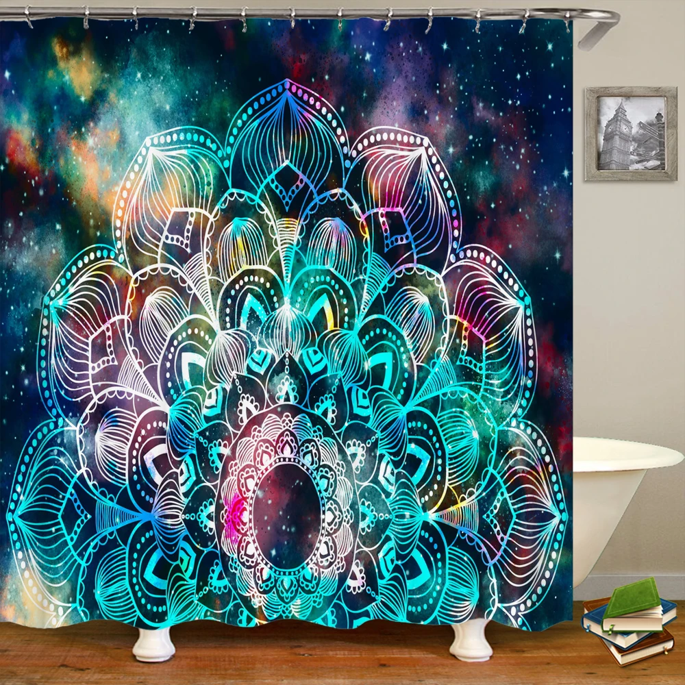 

Bathroom Waterproof Shower Curtain Starry Sky Mandala Bohemian Printed Bath Curtain Polyester Home Decoration Curtain with Hook