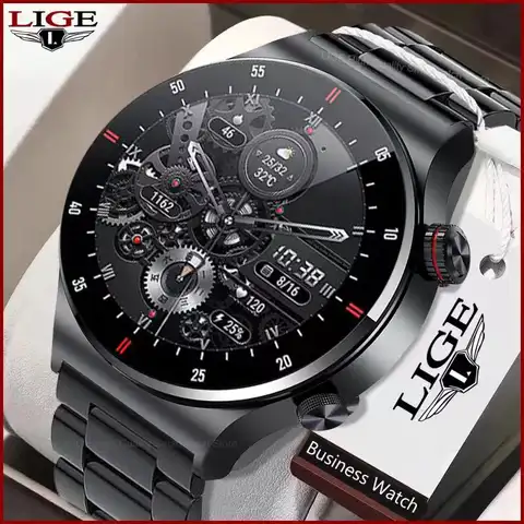 Смарт-часы LIGE ECG + PPG мужские водонепроницаемые с поддержкой Bluetooth и NFC