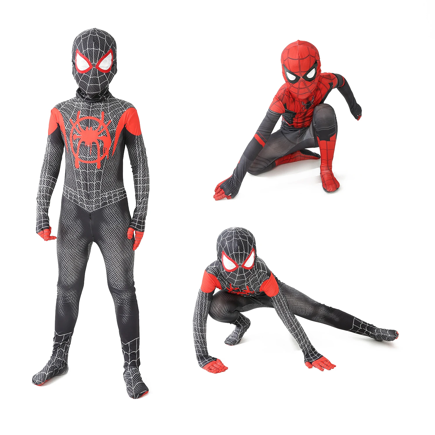 

Superhero Spiderman Costume Kids Set 12 Style Iron Miles The Amazing Spiderman Halloween Cosplay Bodysuit for Boys and Girls