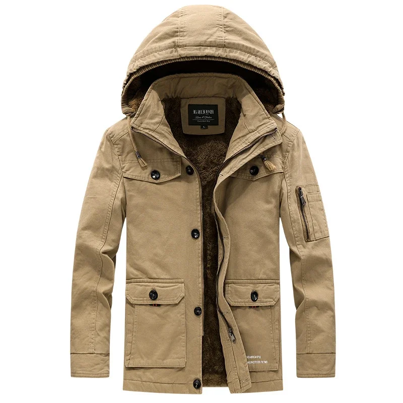 Prowow Зимняя хлопковая куртка мужское пальто с плотным бархатом повседневное из