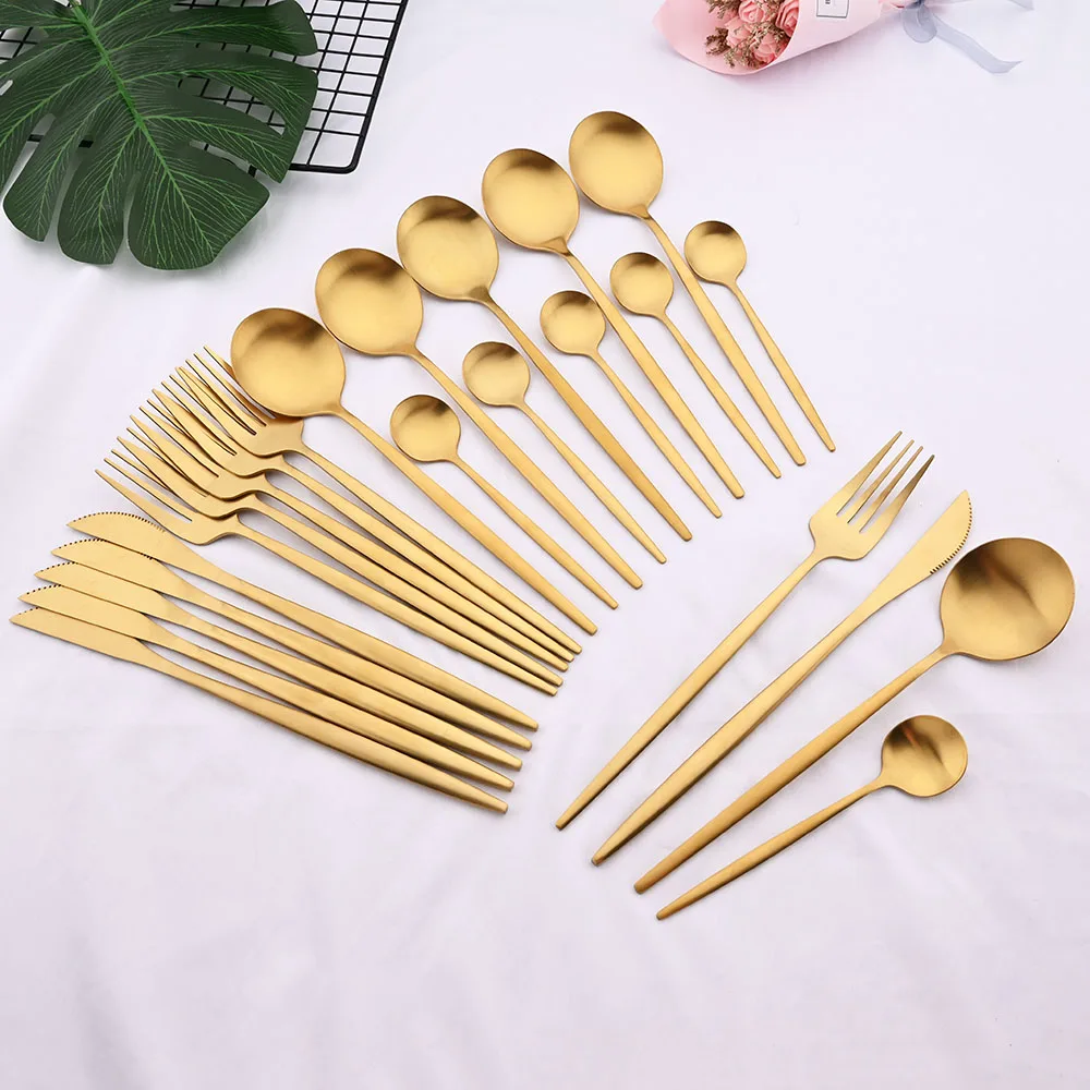 Набор столовых приборов из нержавеющей стали черный матовый столовый набор 24