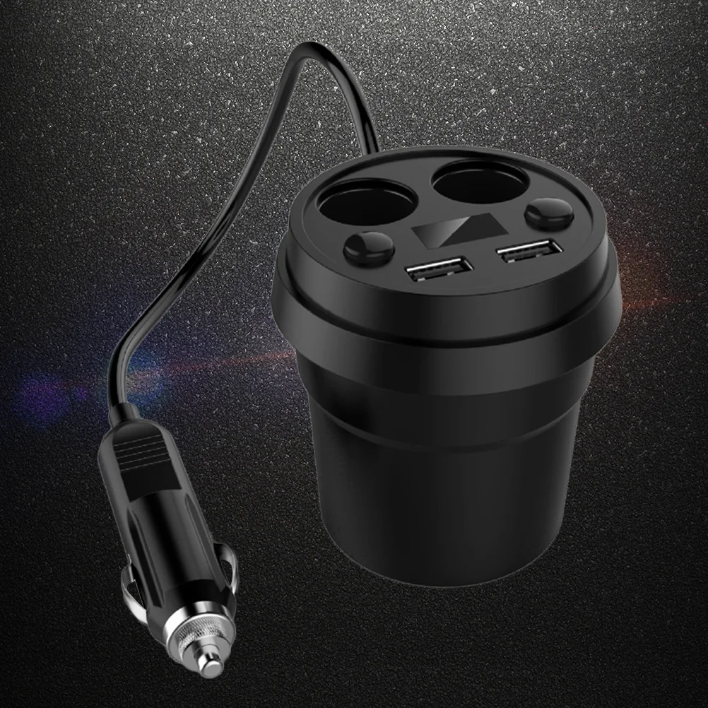

Car Cup Holder Dual USB Charging Ports Intelligent Chargers Car Voltage Display (Black)