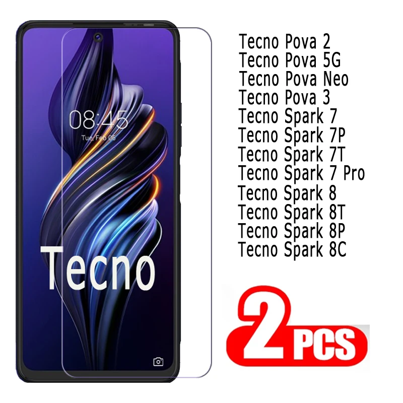 Закаленное стекло для Tecno Spark 8C 8T 8P 8 7 T P Pro Pova Neo 2 3 пленка на C Pova2 Pova3 защитное 2-1 шт. |