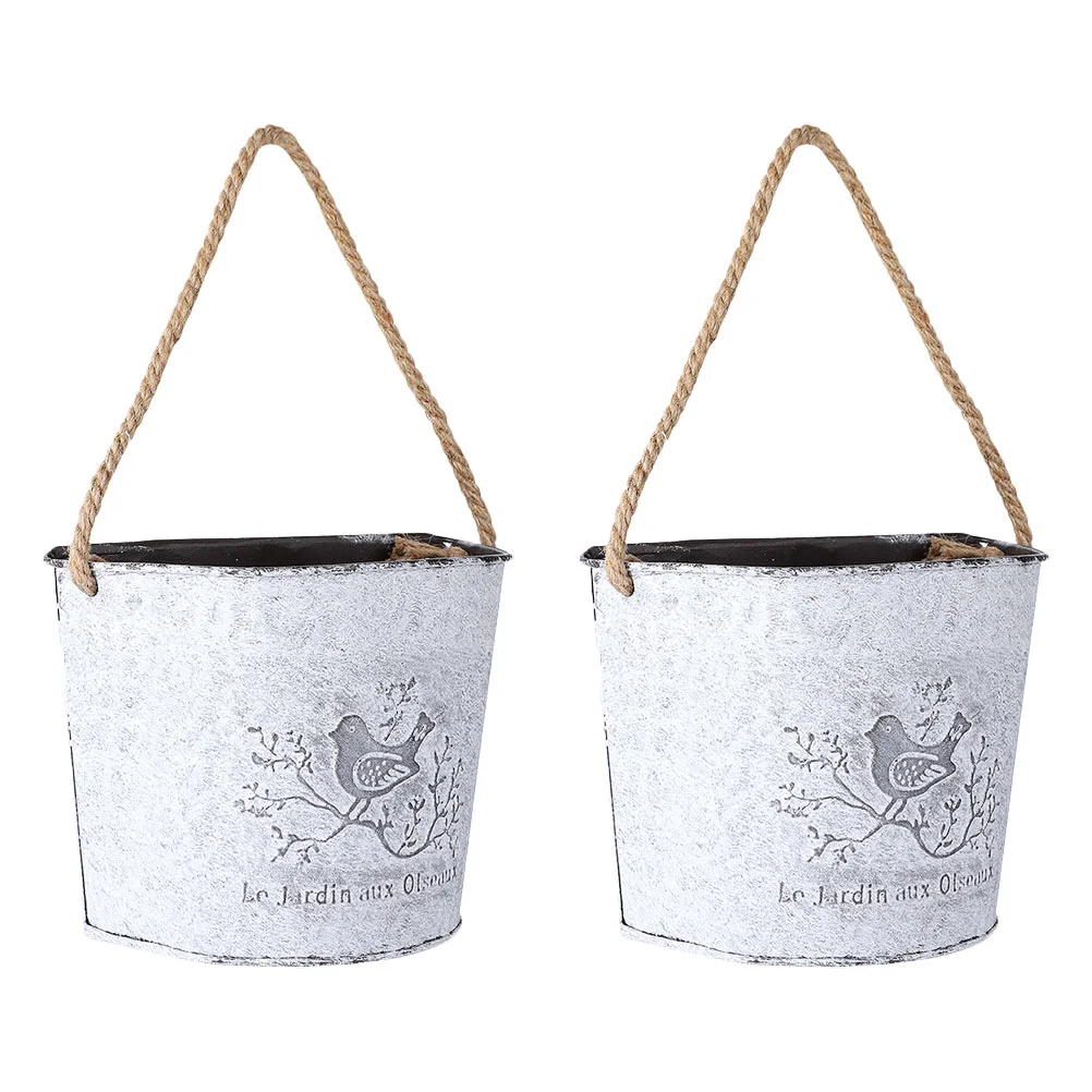 

Vase Vintage Flower Hanging Metal Bucket Planter Can Rustic Decorative Wedding Jug Watering Pot Farmhouse Retro Country Fence