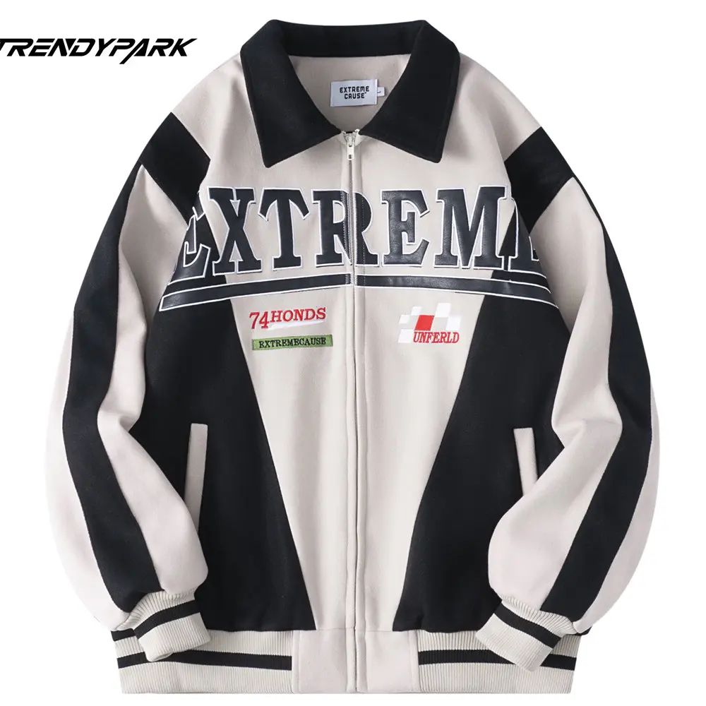 

Jackets for Men Vintage Patchwork Zipper Turn-down Collar Men's Clothing 2022 Autumn Streetwear Casual Jackets Man Male Coat