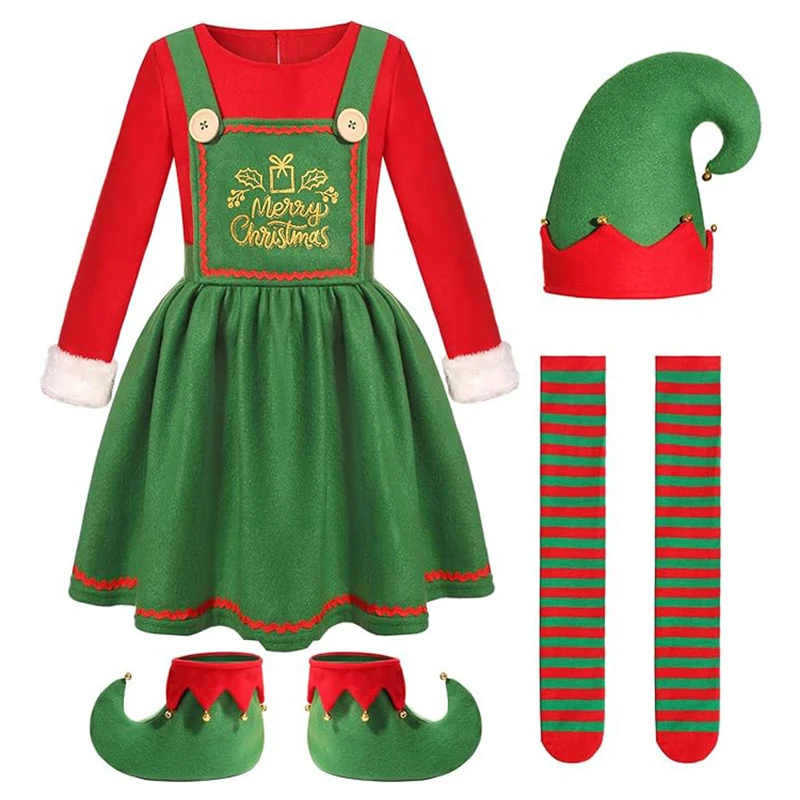 Рождественский костюм для взрослых детский рождественский эльфа красный и