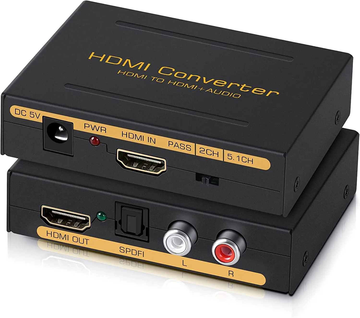 

HDMI Audio Extractor Converter HDMI to HDMI + Audio ( SPDIF + RCA L/R Stereo ) for Fire Stick Xbox PS5 Support 3D HDCP2.2 18Gpbs