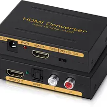 HDMI Audio Extractor Converter HDMI to HDMI + Audio ( SPDIF + RCA L/R Stereo ) for Fire Stick Xbox PS5 Support 3D HDCP2.2 18Gpbs 
