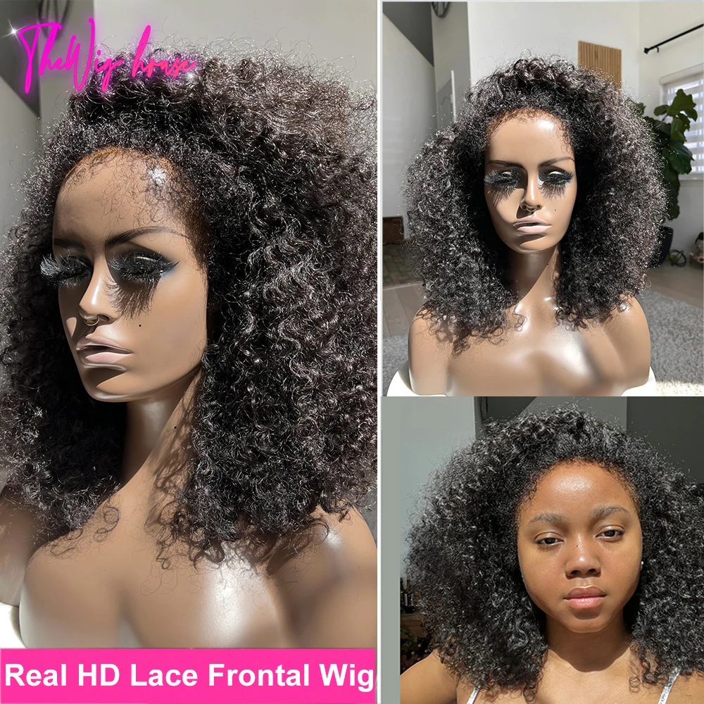 

13x4 HD Lace Full Frontal Wig 4C Kinky Baby Hair 250% Afro Kinky Curly HD 5x5 Lace Closure Wig Remy Hair Pre Plucked For Women