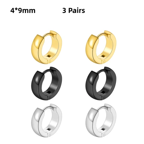 Серьги-кольца CHIEGEEY черные и синие из нержавеющей стали