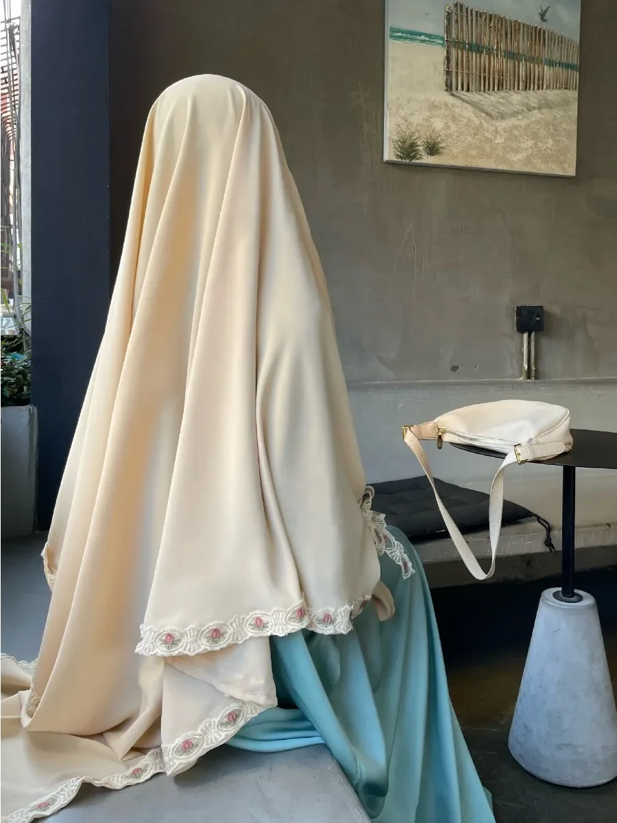 Eid Рамадан длинный женский хиджаб с вышивкой мусульманский шаль Djellaba Niqab