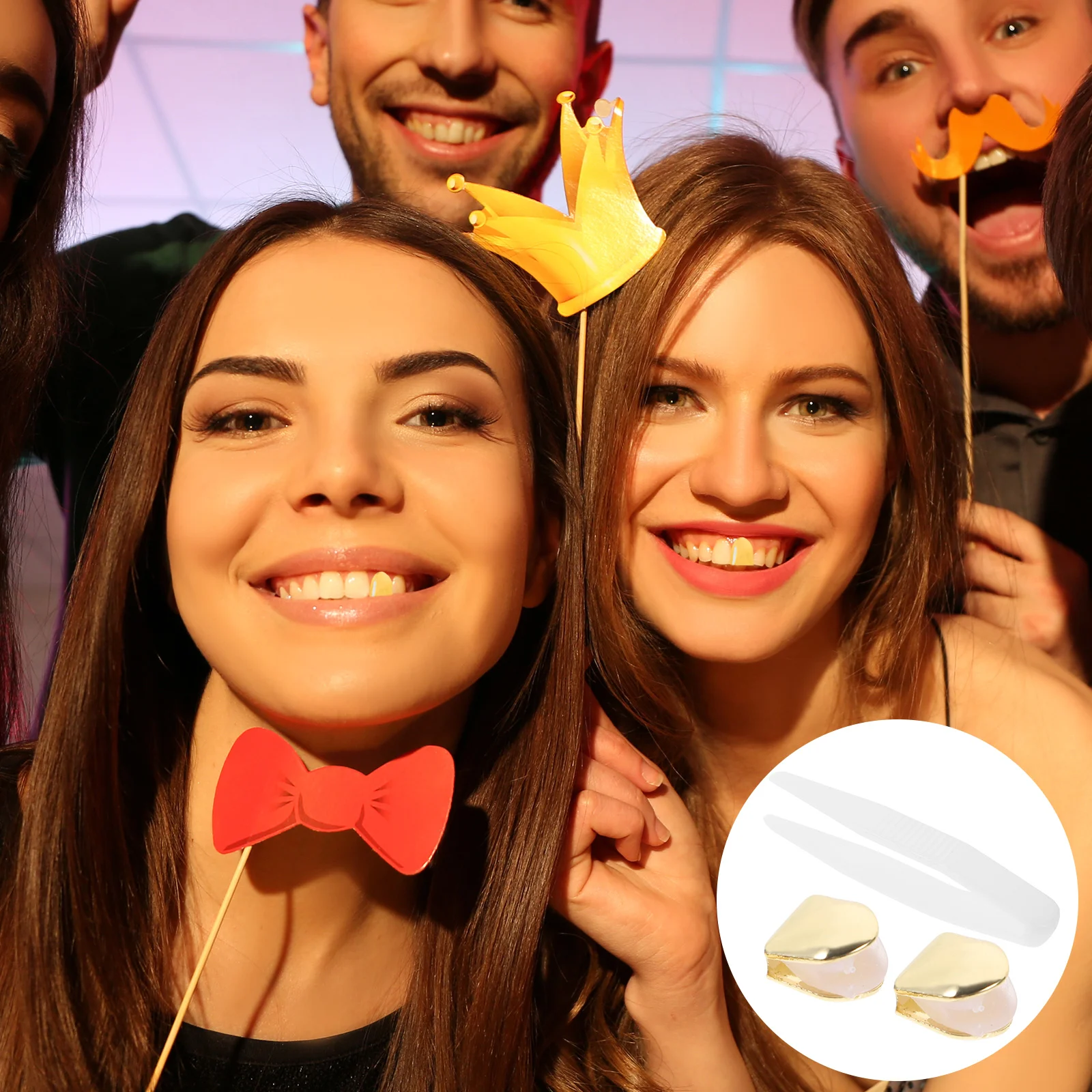 

2 Pcs Tooth Cover Man Cosplay Accessories Gold Cap Dental Grills Bottom Teeth Brace