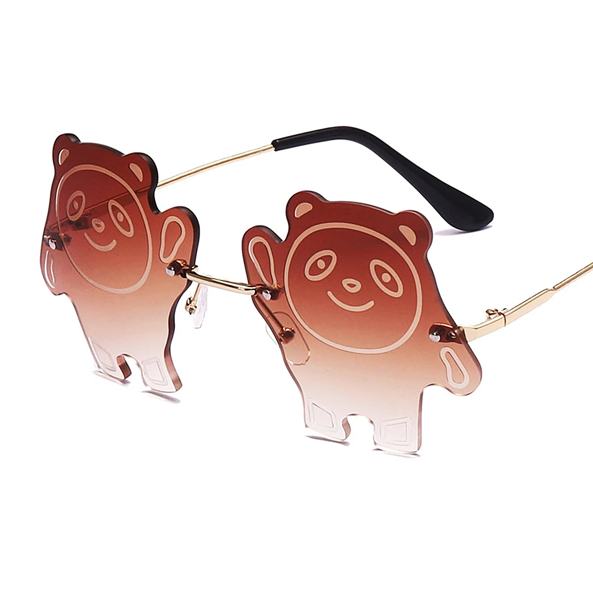 

Children Cute Cartoon Bear Shape Panda Round Sunglasses Boy Girls Vintage UV400 Colors Rimless Polarized Sun Glasses for Kids
