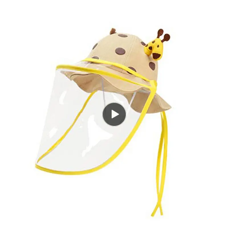 

2 In1 New Kids Summer Bucket Hat Removable Sunscreen Shield For Child High-quality Cute Cartoon Giraffe Skin-friendly Baby Hats