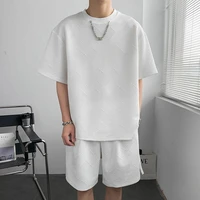 summer chain sets men slim fashion 3 colors casual short sleeved t shirtshorts two piece men korean clothing mens short sets