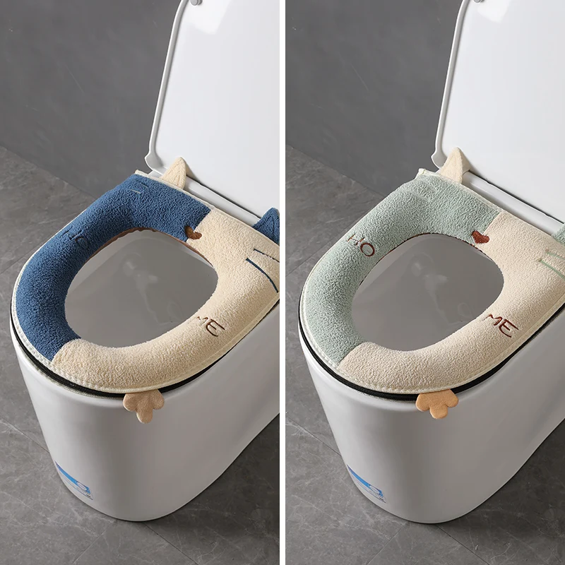 

2 Шт., Универсальный Плюшевый Чехол На Сиденье Для Унитаза, Мягкая Толстая Зимняя Теплая Подушка, Экологически Чистый Хлопок