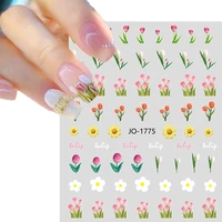 nail art decals tulips florals flowers back glue nail stickers decoration for nail tips beauty