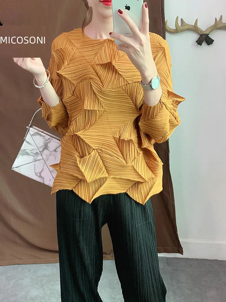 High Quality  Blouse Japanese Frilly Pleated Top with Three Quarter Sleeve New 2022 Temperature-loose Shirt Variety of Colors