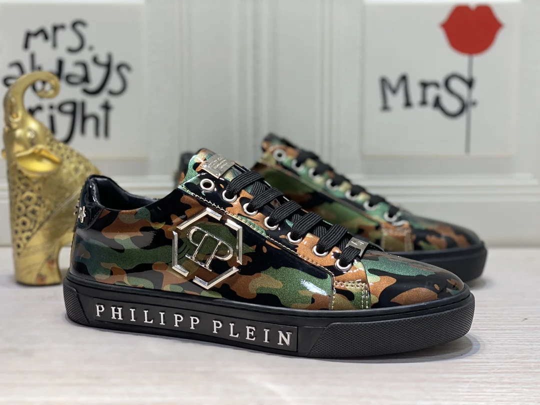 

New High Quality PP Plein Men Sports Sneakers None-Slip Breathable Low Fashion Outdoor Walking Trend Classic Casual Camo Shoes