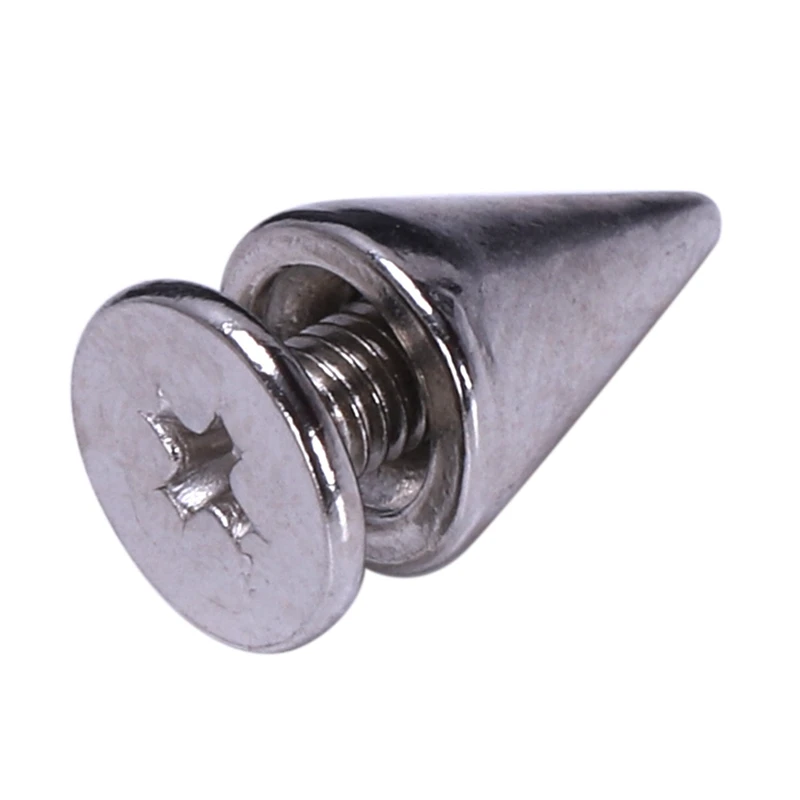 

500Pcs 9.5Mm Silver Cone Spikes Screwback Studs DIY Craft Cool Rivets Punk