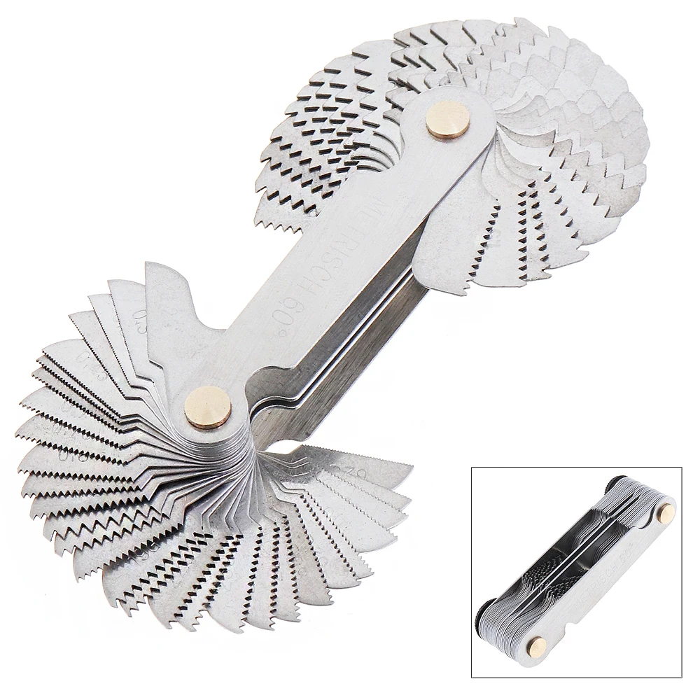 

58pcs Blade US Screw Gauge Metric Imperial SAE Whitworth 55 Degree & Metrisch 60 Degree Thread Pitch Gauge for Measuring Tool