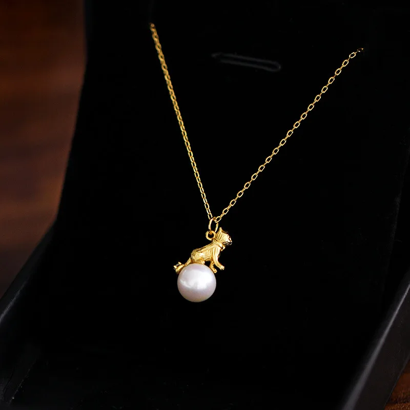 

Sterling Silver Cat Necklace Simple Elegant Pearl Pendant New Clavicle Necklace