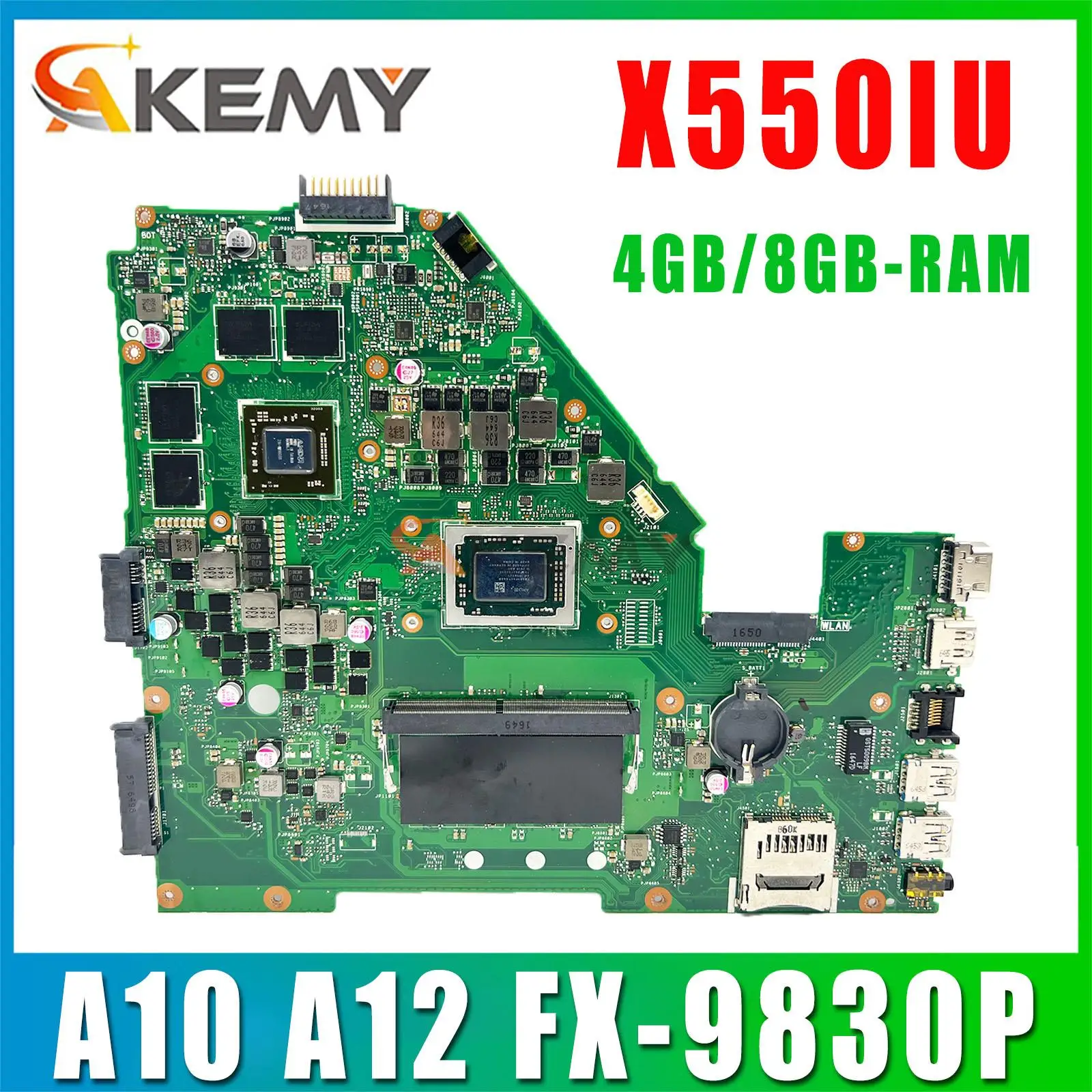 Ноутбук X550IK Материнская плата ASUS X550I X550IU XV50I VX50IU VX50IK материнская плата для ноутбука A10 A12 FX-9830P CPU 4GB/8GB-RAM RX460