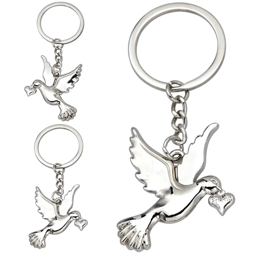 

3 Pcs Peace Dove Keychain Zinc Alloy Ring Car Keychains Charm Phone Delicate Decorative Metal Decoration Bag Pendant