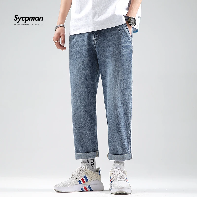 

New Jeans Men's Harlan Loose Nine Point Casual Large Pants Elastic Elastic Waist Pants Fashion