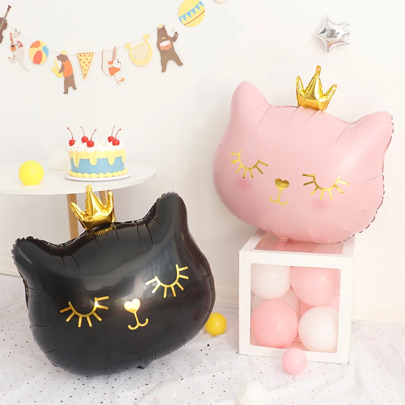 

Cartoon Crown Cat Head Helium Balloon Animal Foil Balloons Birthday Party Decoration Kids Toys Globos Event Party Supplie