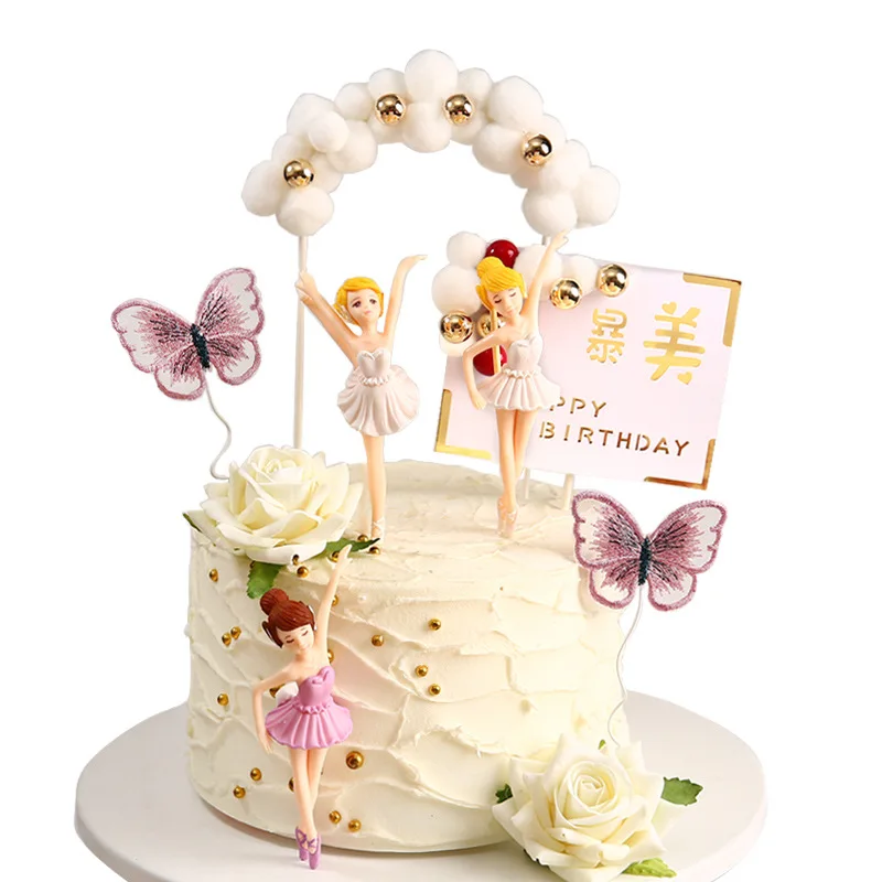 Мягкий помпон облако торт Топпер розовый синий день рождения сделай сам топпер