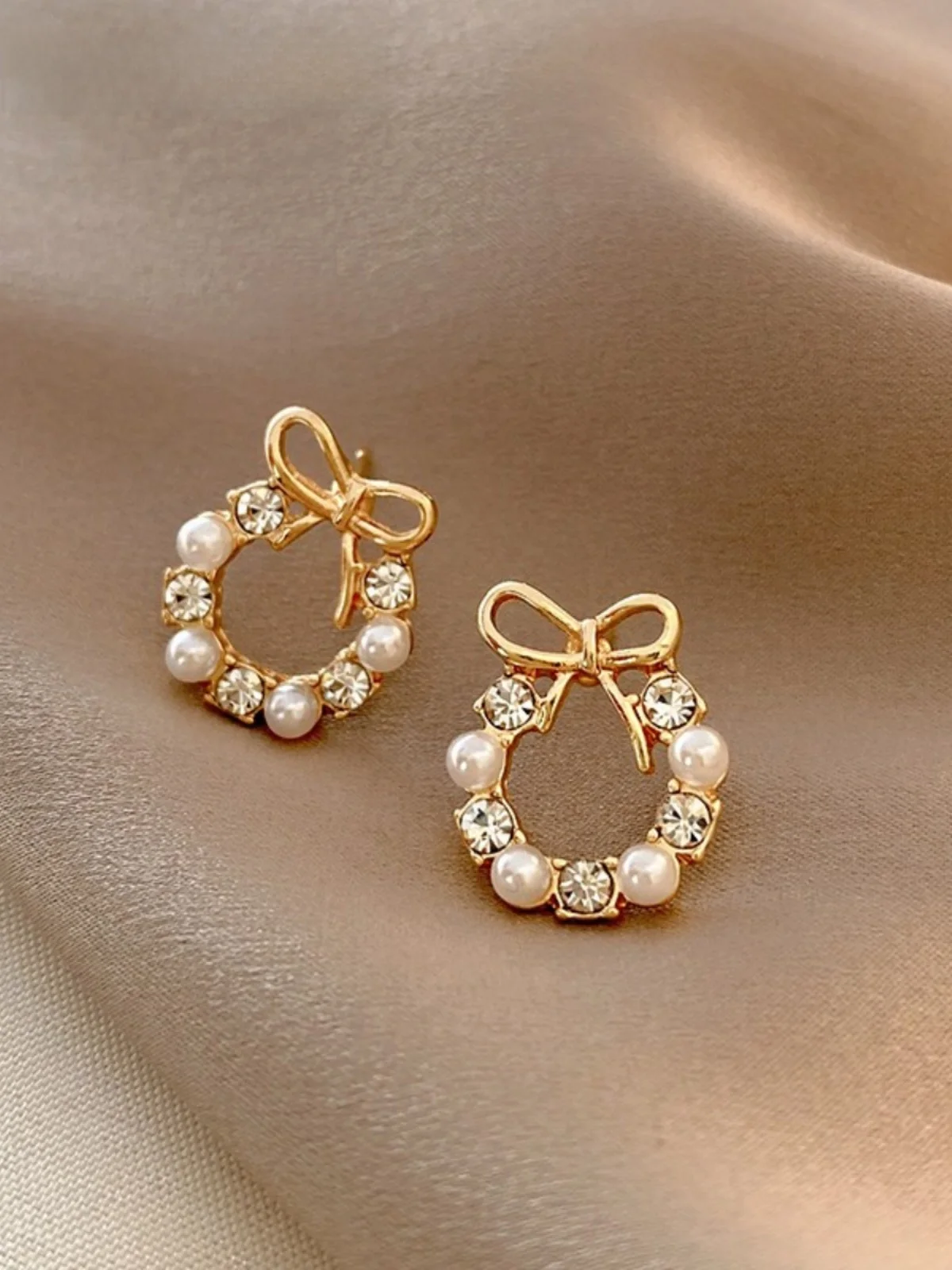 Бессмертный круг с бантом высококачественные жемчужные темпераментные серьги