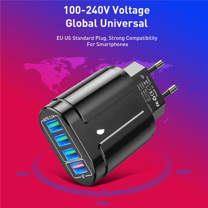 

48W USB Charger Fast Charge QC 3.0 Wall Charging For iPhone 12 11 Mobile 4 Ports EU US Plug Adapter Travel