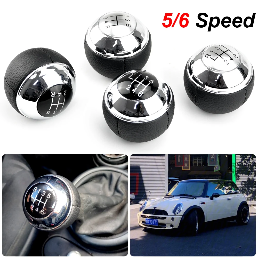 

5/6 Speed Manual Car Gear Shift Knob Shifter Lever Handle Ball Round For Mini R50 2000-2006 Cabrio R52 2002-2008 25117542272