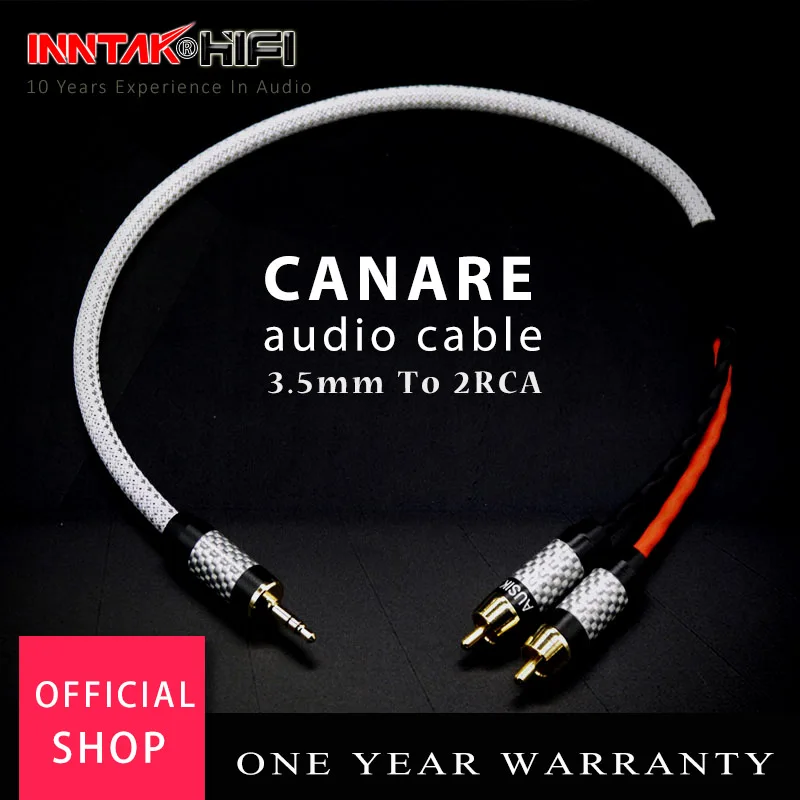 Аудиокабель 3 5 мм к 2 RCA из углеродного волокна + HiFi Canare