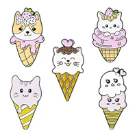 girl cartoon cat ice cream brooch strawberry love cone brooch backpack anti glare button corsage lapel pin