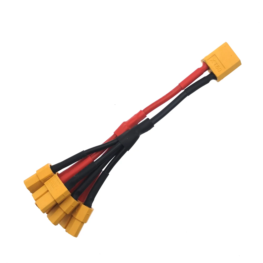 

XT60 1 Male 4 Female Parallel Cable Parallel Battery Connector Cable Dual Extension Y Splitter Silicone Wire for RC Battery ESC