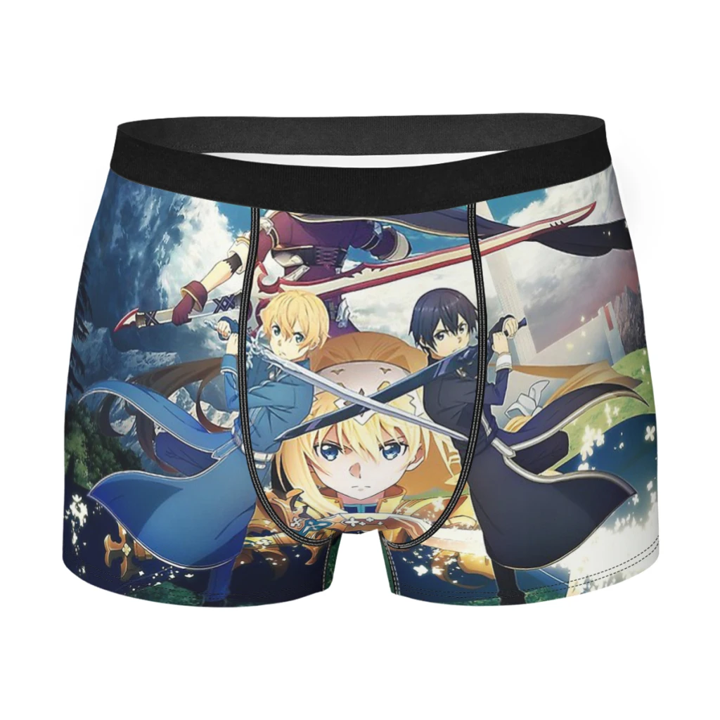 

SAO poster Men Boxer Briefs Alicization Kirito Anime Series Breathable Creative Underpants High Quality Print Shorts Birthday