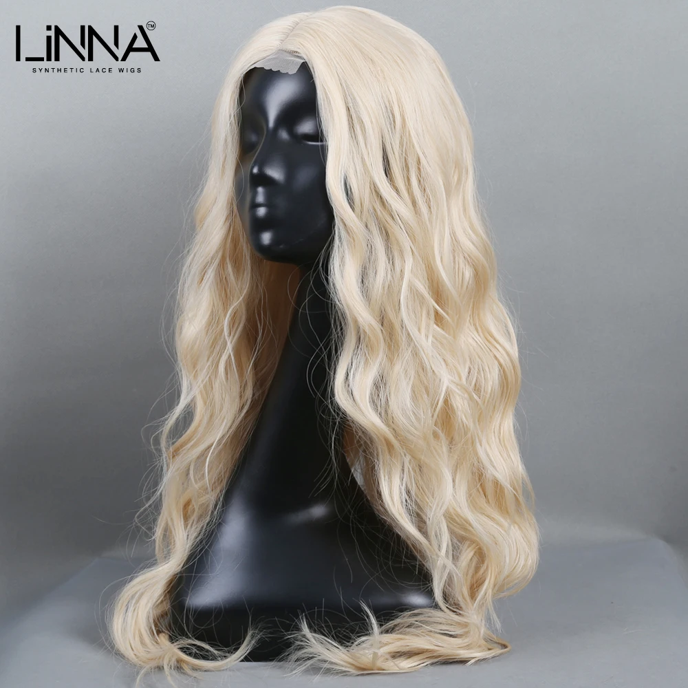 

Парики LINNA из синтетических волос для женщин, модные длинные волнистые волосы для косплея, повседневные и праздничные парики из высокотемпературного волокна, 28 дюймов