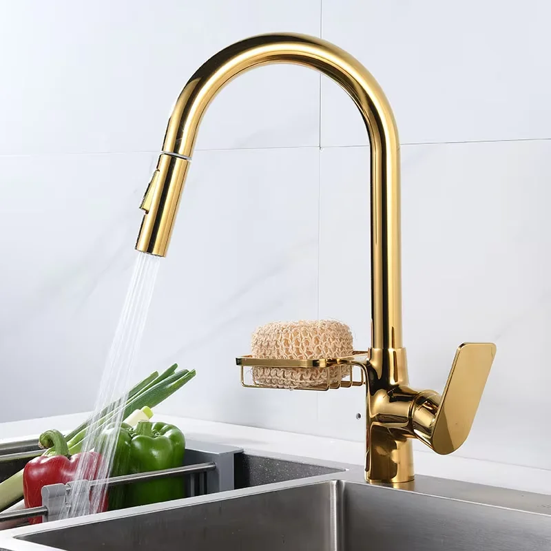 Матовый черный/хромированный кухонный смеситель выдвижной с вращением на 360°