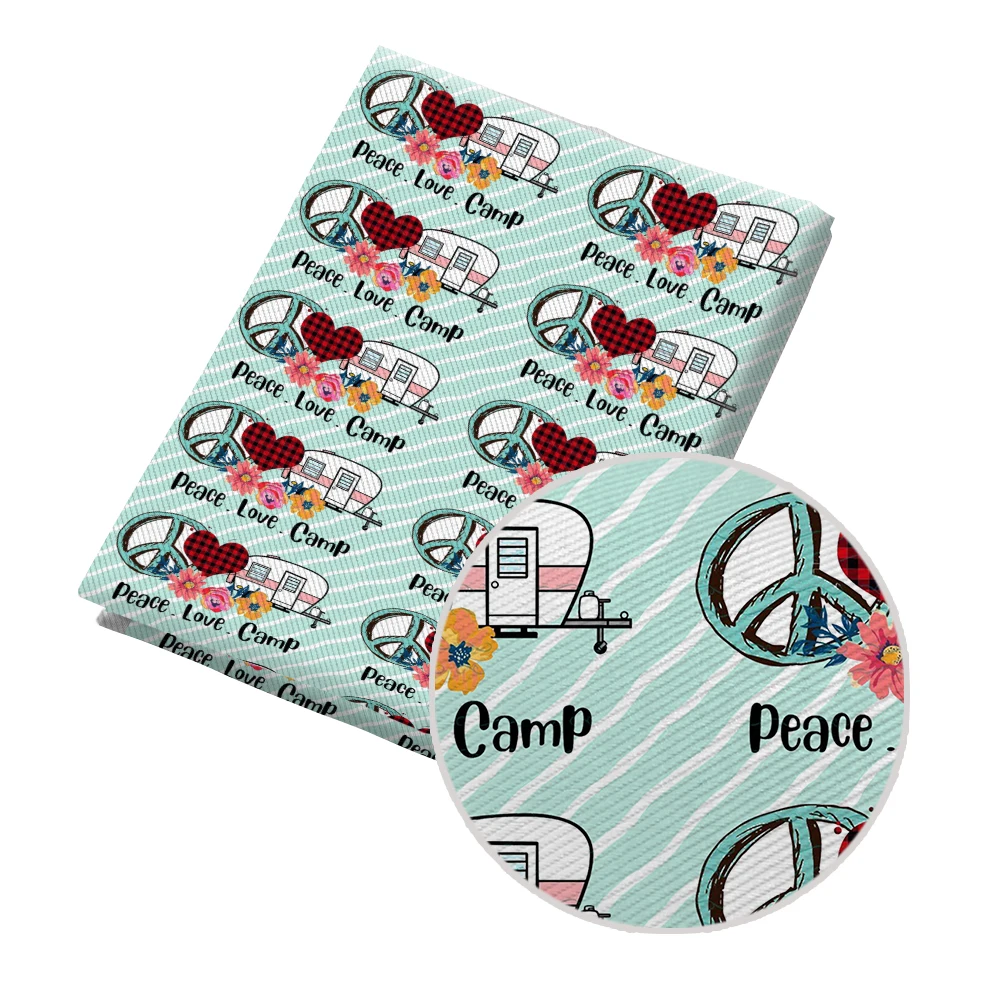 

50*145CM Bullet Cloth Peace Love Pattern Printed Polyester Twill Fabric / Bubble Cotton