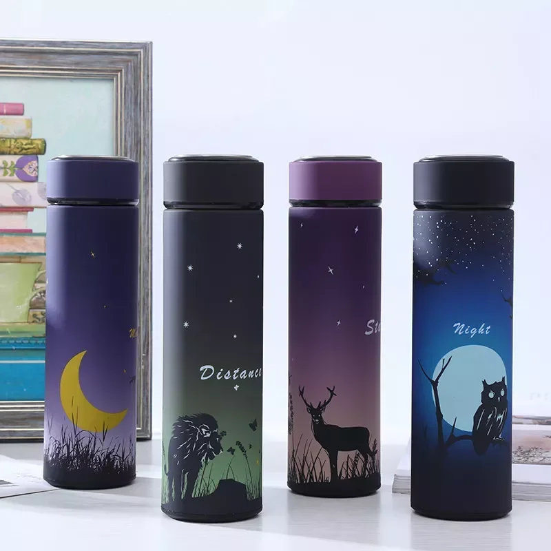 

New 304 Stainless Steel Thermos Cup Vacuum Straight Water Bottle Mal Female Couple Cup Cartoon Animals Thermos Vacuum Flask